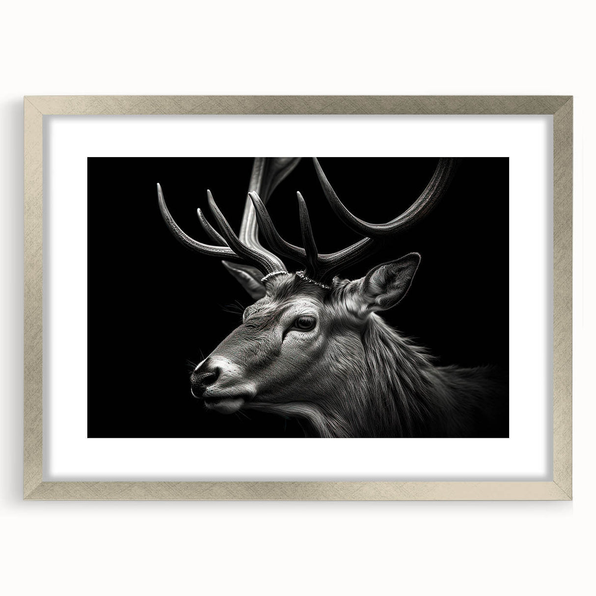 Framed wall art showcasing a vibrant antelope design, featuring a silver frame and mat, perfect for adding a touch of wildlife elegance to any decor.