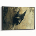 Framed wall art featuring a striking bat design from the Animals A Wild Life collection, showcasing intricate details and a sleek black frame, ideal for nature enthusiasts.
