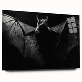 Acrylic glass wall art featuring a unique bat design from the 'Animals A Wild Life' collection, showcasing vibrant colors and intricate details, perfect for modern decor.