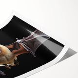Bat-themed wall art print showcasing intricate wildlife design, featuring detailed illustrations in earthy tones, perfect for nature enthusiasts and home decor.
