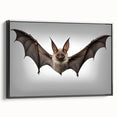Framed canvas wall art depicting a stylized bat design from a wildlife collection, featuring intricate details and a black frame, perfect for modern decor.