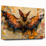 Acrylic glass wall art showcasing a vibrant bat design from the "Animals: A Wild Life" collection, displayed in a side view, emphasizing its colorful details and modern aesthetic. Perfect for animal lovers and contemporary decor enthusiasts.