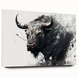 Side view of an acrylic glass wall art piece depicting a serene buffalo in a natural setting, part of the Wildlife Collection, ideal for home decor. This design highlights the animal's intricate details and vibrant colors, perfect for nature enthusiasts.