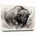 Acrylic wall art featuring a side view of a majestic buffalo design from the "A Wild Life" collection, showcasing intricate details and vibrant colors, perfect for nature enthusiasts.