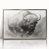 Framed wall art showcasing a majestic buffalo in a rich, gold-accented frame. This elegant piece captures the essence of wildlife art, perfect for nature lovers.