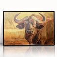 Framed acrylic wall art showcasing a detailed black and white design of a bison, set against a sleek black frame, ideal for wildlife enthusiasts and home decor.