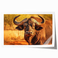 Buffalo wall art print showcasing a vibrant bison design, rolled and ready for display, perfect for wildlife enthusiasts and home decor lovers. Ideal for adding a touch of nature to any space, this high-quality art piece emphasizes the beauty of wildlife.
