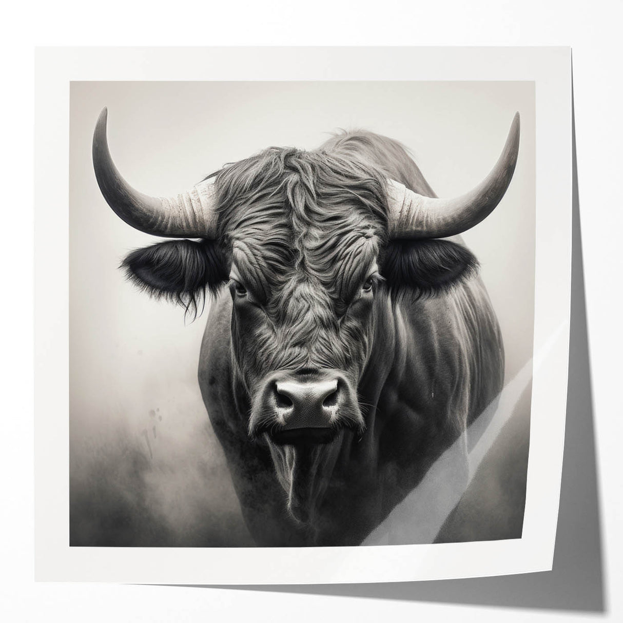 Buffalo wildlife wall art design showcasing a majestic bison against a natural landscape, printed on glossy canvas for vibrant colors and detailed textures.