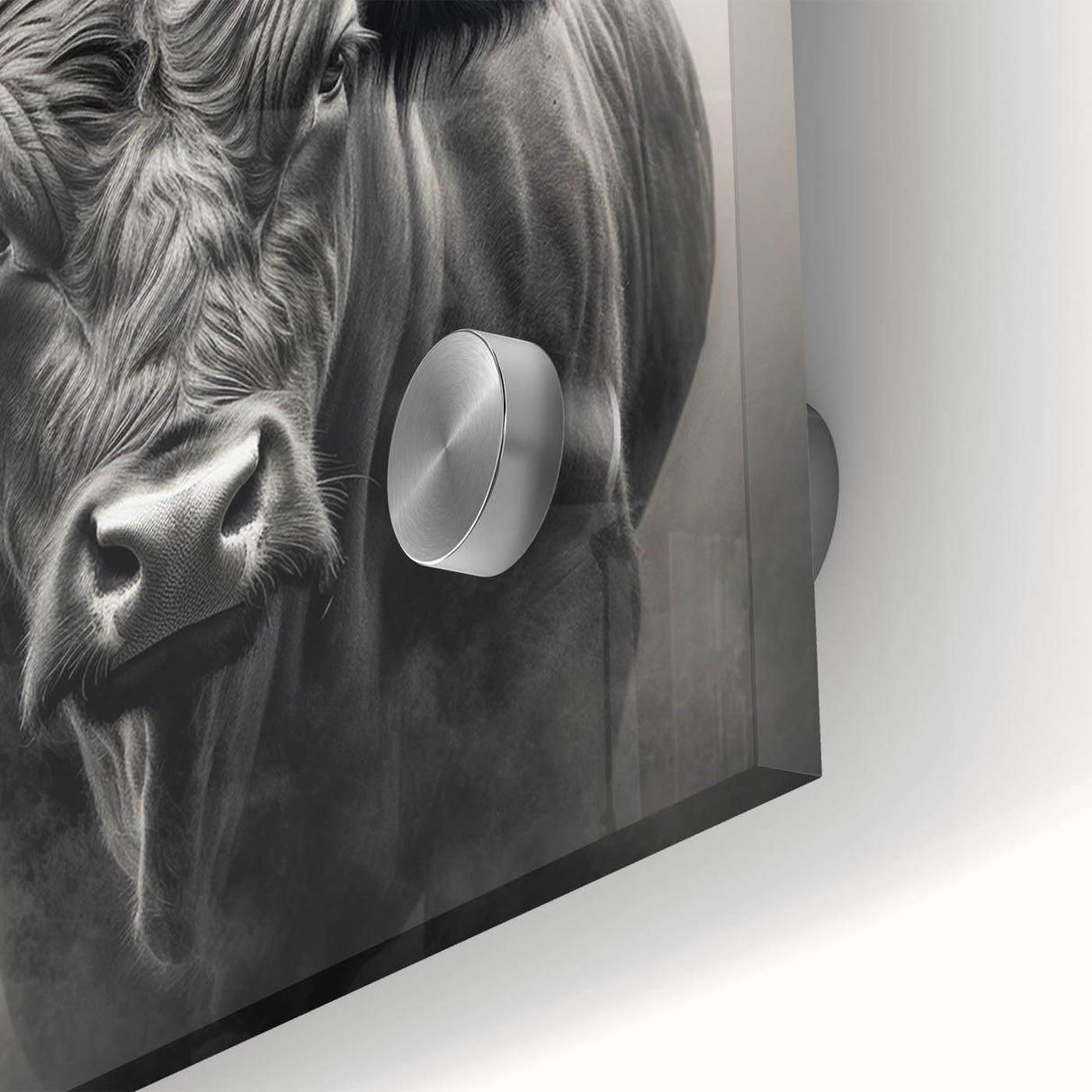 Close-up of a stunning wall art piece featuring a wild buffalo design, showcasing intricate details and vibrant colors, perfect for animal lovers and home decor enthusiasts.
