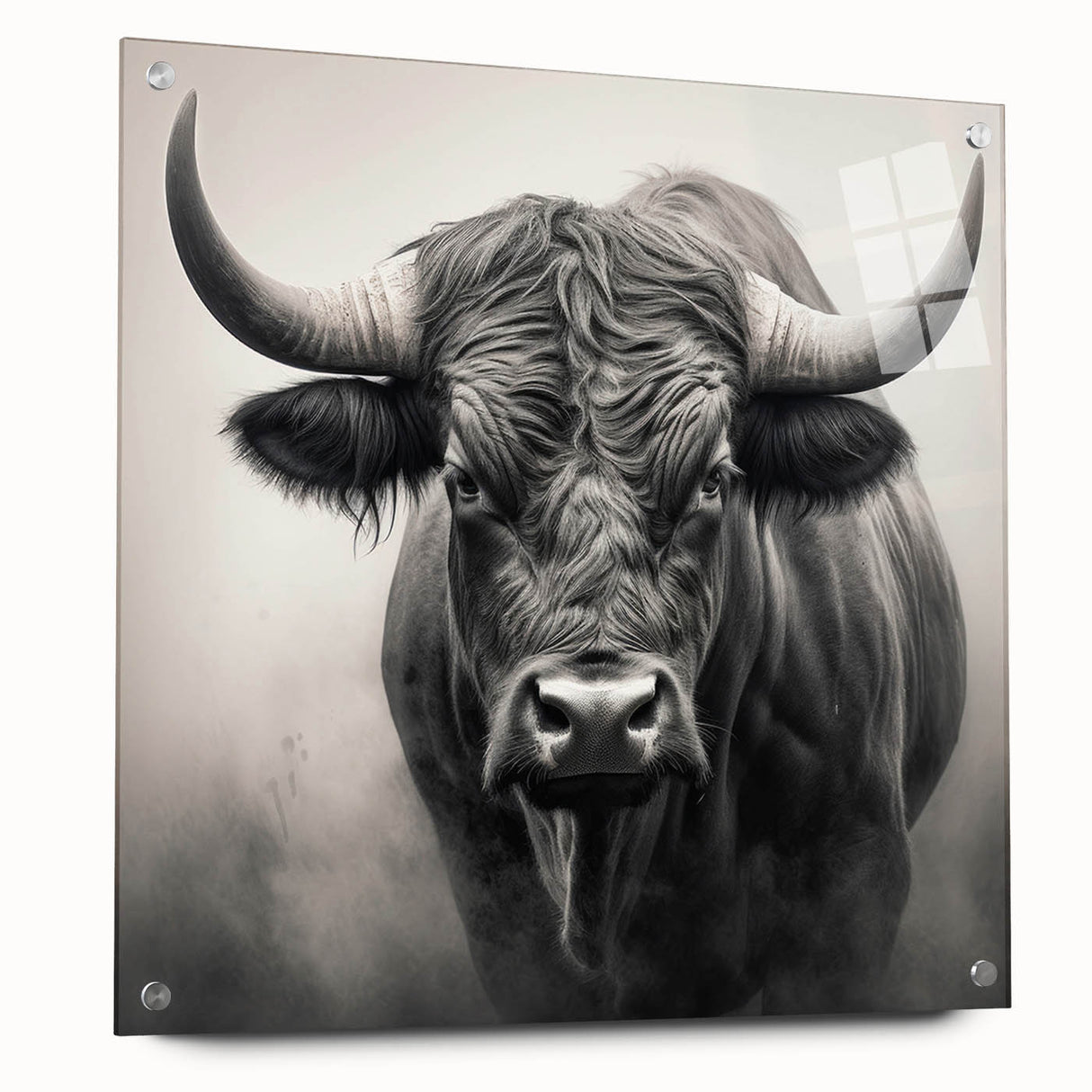 Side view of a striking buffalo wall art piece from the A Bisson Design collection, showcasing intricate details and vibrant colors, ideal for wildlife enthusiasts.