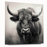 Side view of a bison wall art piece featuring a detailed acrylic glass design, showcasing vibrant colors and intricate textures, perfect for wildlife enthusiasts.
