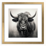 Buffalo wall art print showcasing a majestic bison design framed in gold with a mat, perfect for wildlife enthusiasts and modern decor. Ideal for enhancing home interiors.