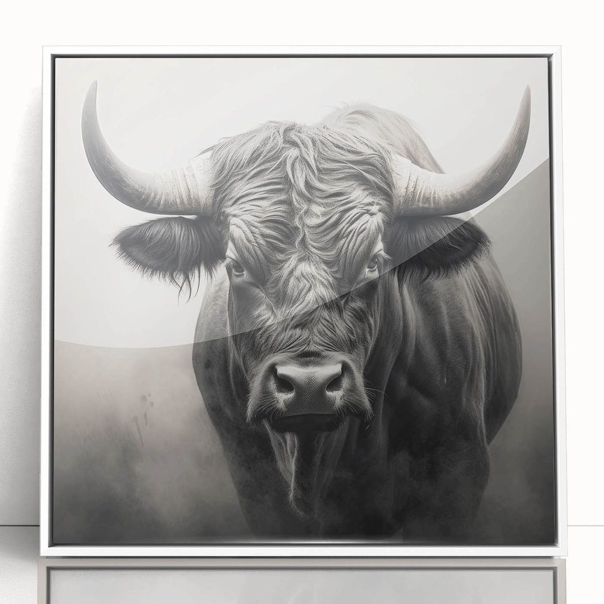 Framed acrylic wall art featuring a striking bison design, showcasing detailed textures and natural colors, ideal for wildlife enthusiasts and home decor.
