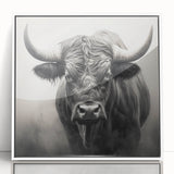 Framed acrylic wall art featuring a striking bison design, showcasing detailed textures and natural colors, ideal for wildlife enthusiasts and home decor.