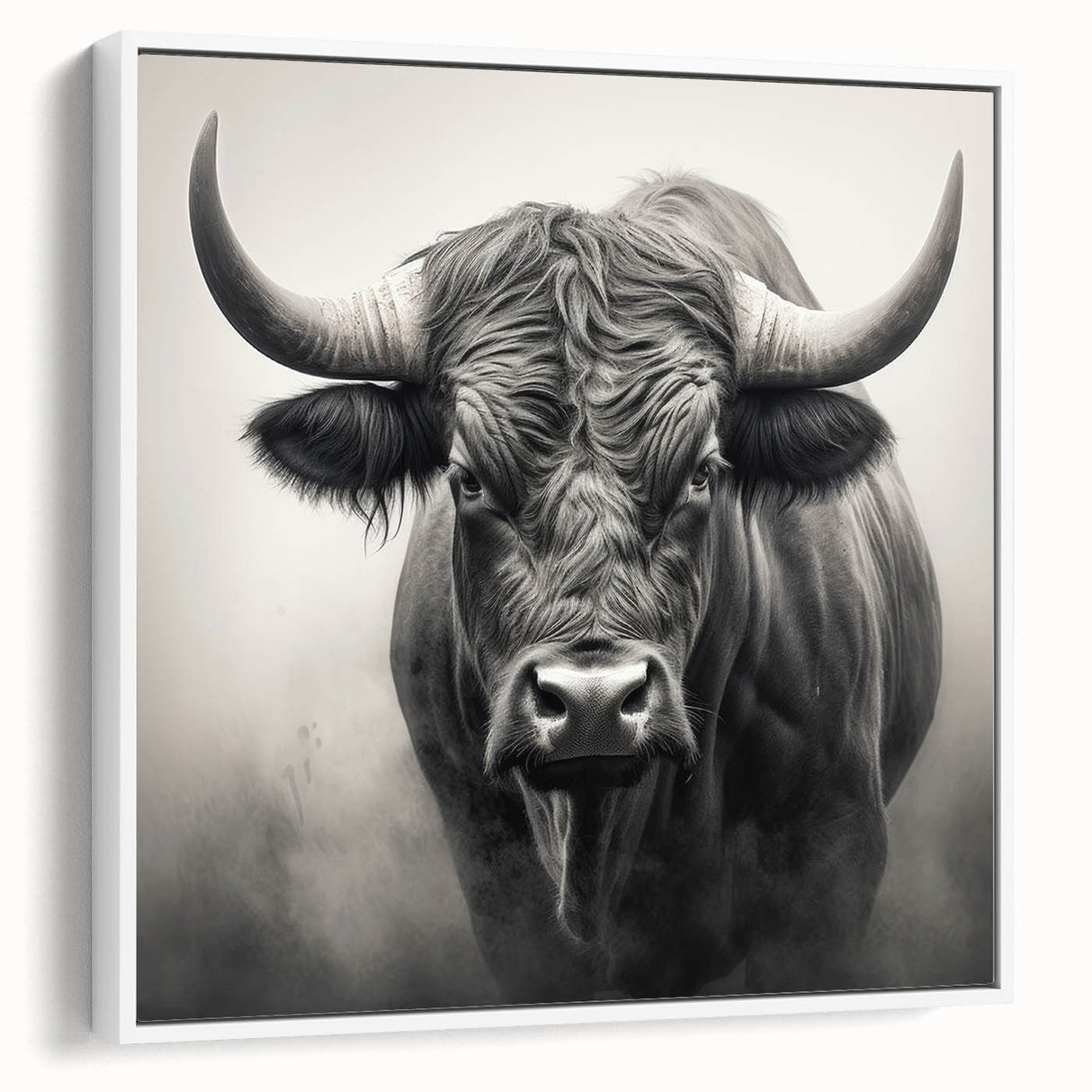 Framed canvas wall art depicting a side view of a majestic buffalo, showcasing intricate details and natural colors, perfect for wildlife enthusiasts and home decor.