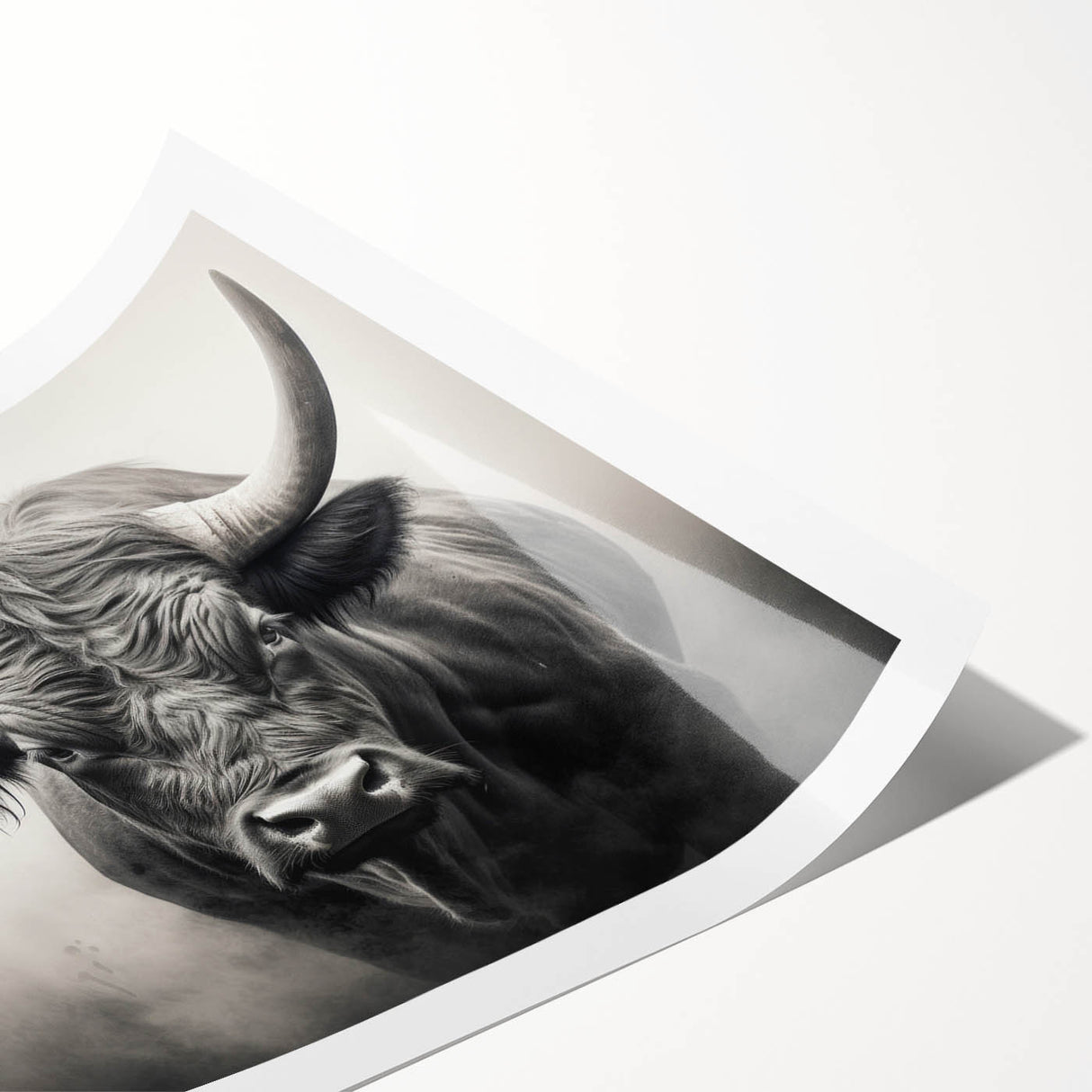 Buffalo wall art print showcasing a detailed bison design, featuring earthy tones and intricate textures, perfect for wildlife enthusiasts and home decor.
