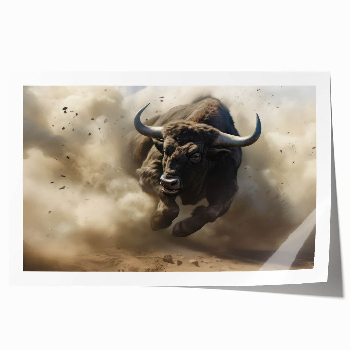 Buffalo wall art print showcasing a realistic bison design, featuring rich earthy tones on a textured surface, perfect for wildlife decor enthusiasts.