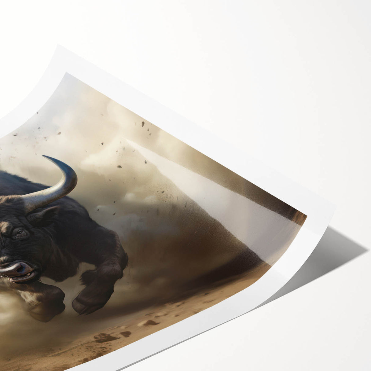 Buffalo wall art design featuring a detailed illustration of a bison against a natural landscape, printed on high-quality material for vibrant colors and durability.