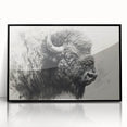 Framed wall art design showcasing a striking black buffalo silhouette against a vibrant background, perfect for wildlife enthusiasts and modern decor. This acrylic piece adds a bold touch to any space, highlighting the beauty of nature and animal artistry.