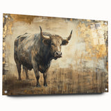 Side view of a buffalo wall art piece from the A Bisson Design collection, showcasing intricate details and vibrant colors on acrylic glass, perfect for wildlife enthusiasts.