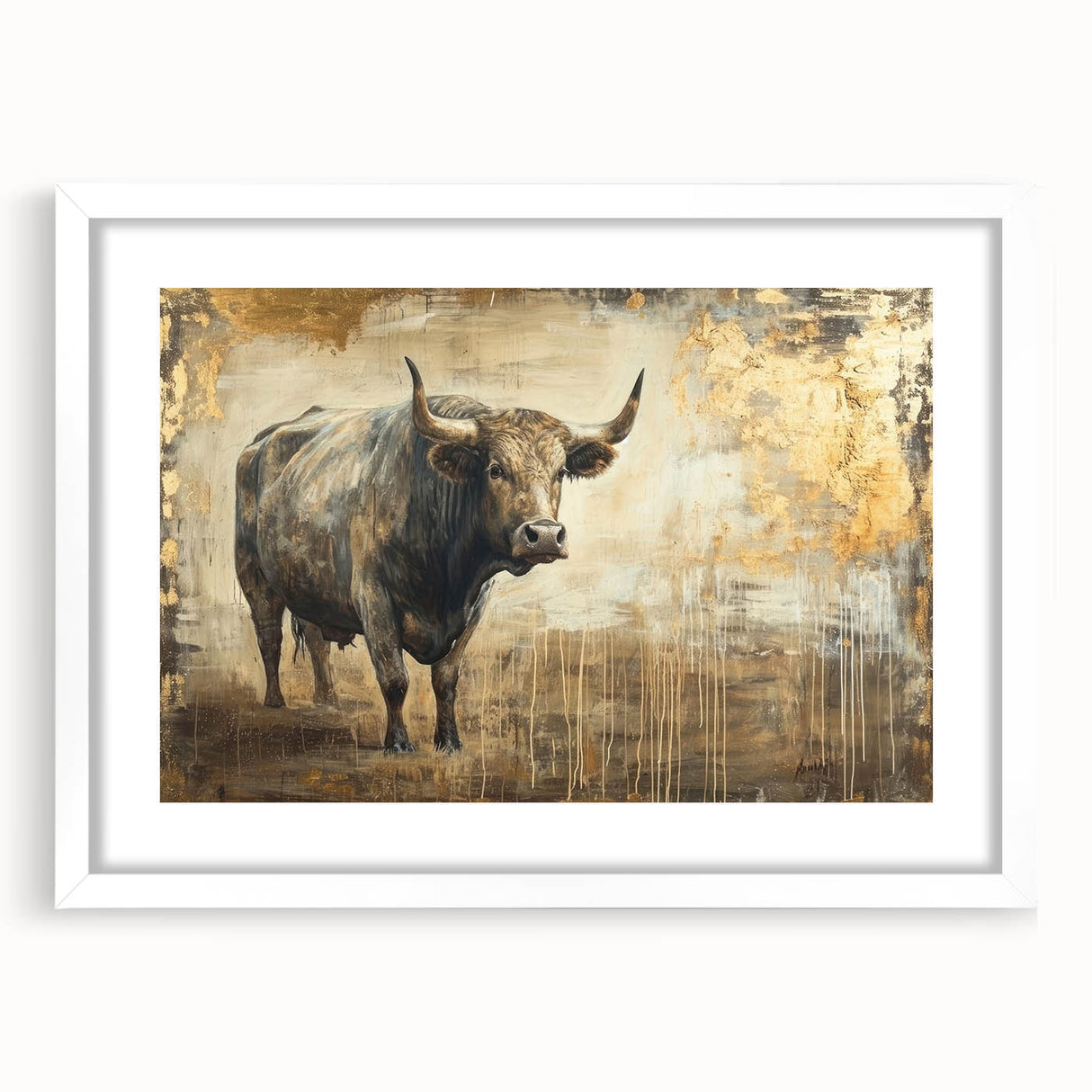 Framed wall art featuring a striking bison design in a modern white mat, perfect for wildlife enthusiasts. Ideal for adding a natural touch to home decor.