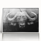 Framed acrylic wall art featuring a detailed design of a buffalo, showcasing vibrant colors and intricate textures, perfect for wildlife enthusiasts and home decor.