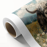 Buffalo wall art design on rolled canvas showcasing a vibrant depiction of wildlife, featuring rich colors and detailed textures, ideal for home decor. Perfect for nature lovers and wildlife enthusiasts seeking unique interior design elements.