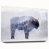 Acrylic glass wall art featuring a side view of a bison design from the 'Animals: A Wild Life' collection, showcasing intricate details and vibrant colors, perfect for nature lovers.