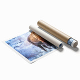 Vibrant wall art print showcasing a majestic buffalo in a natural setting, perfect for wildlife enthusiasts; ideal for home or office decor.