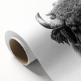Buffalo wall art design on rolled canvas, showcasing a majestic bison in a natural setting, ideal for wildlife enthusiasts and home decor. Textured finish adds depth and character, perfect for enhancing interior spaces.
