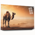 Side view of a unique acrylic wall art piece featuring a camel design, showcasing vibrant colors and intricate details, ideal for enhancing home decor with a touch of wildlife elegance. Perfect for animal lovers and art enthusiasts alike.