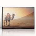 Framed wall art featuring a striking camel design in a black frame, ideal for enhancing modern decor, showcasing intricate details and vibrant colors.