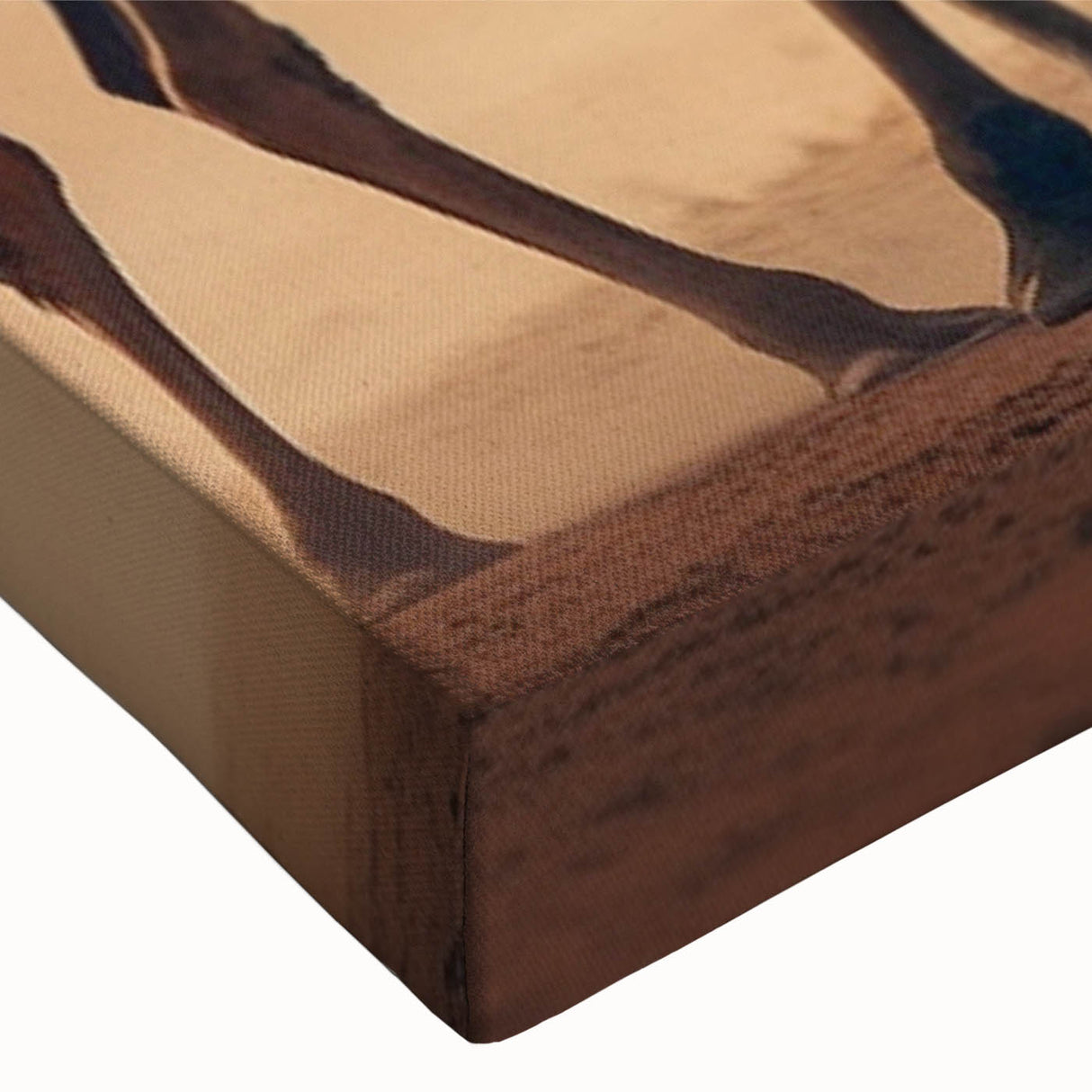 Close-up view of a vibrant, stretched canvas depicting a majestic camel in a wild landscape, showcasing intricate details and rich colors, perfect for animal-themed decor.