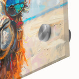 Close-up of a striking acrylic wall art piece depicting a detailed camel design, showcasing vibrant colors and intricate textures, perfect for animal lovers and decor enthusiasts.