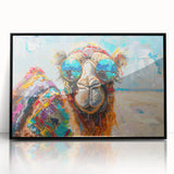 Framed acrylic wall art featuring a striking camel design from the "Animals: A Wild Life" collection, showcasing detailed textures and vibrant colors. Perfect for adding a unique touch to home decor.