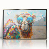 Framed wall art displaying a striking camel design from the "Animals A Wild Life" collection, featuring a silver-acrylic finish that enhances its visual appeal. The artwork captures the essence of wildlife and adds a touch of elegance to any space.