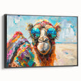 Framed wall art showcasing a side view of a black camel design, part of the 'Animals of the Wild' collection, perfect for modern home decor.
