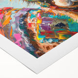 Rolled canvas artwork depicting a vibrant camel design inspired by wildlife, showcasing intricate details and colors, perfect for adding character to any room.