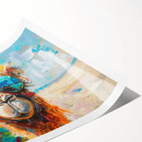 Vibrant camel wall art print showcasing intricate desert patterns and warm earth tones, ideal for home decor and enhancing contemporary interiors.