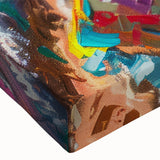 Close-up of a stretched canvas featuring a vibrant camel design, part of a wild life wall art collection, showcasing intricate details and rich colors ideal for home decor.