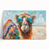 Stretched canvas wall art featuring a vibrant camel design, showcasing intricate patterns and warm earth tones, perfect for enhancing modern decor.