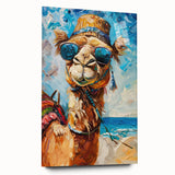 Side view of a modern camel design wall art piece made from acrylic glass, showcasing intricate details and vibrant colors, perfect for animal lovers and home decor enthusiasts.