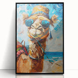 Framed wall art featuring a striking black and white design of a camel, showcasing intricate details and patterns, perfect for enhancing modern home decor.