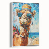Framed wall art featuring a side view of a camel design, showcasing detailed textures and earthy tones, perfect for animal lovers and desert-themed decor.