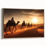 Framed wall art featuring a side view of a camel design set against a gold background, ideal for enhancing home décor with a touch of wildlife elegance.
