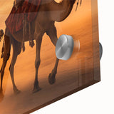 Close-up of a camel wall art design showcasing intricate details on acrylic glass, featuring warm desert colors and textures ideal for wildlife enthusiasts.