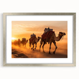Framed wall art collection showcasing a striking silver mat with a camel design, perfect for enhancing modern decor in living spaces.