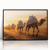 Framed acrylic wall art featuring a stylish camel design from the "Animals A Wild Life" collection, showcasing a black frame and vibrant colors, ideal for home decor.