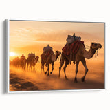Framed canvas wall art featuring a side view of a stylized camel design, showcasing earthy tones and intricate details, perfect for animal-themed decor.