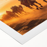 Camel-themed rolled canvas wall art featuring a vibrant desert landscape, showcasing intricate details and earthy tones, perfect for enhancing home decor.